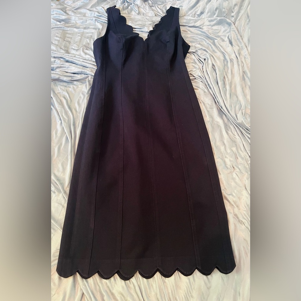 Elegant Navy Scalloped Dress